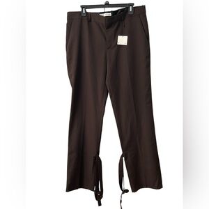 New With tag - ZARA BROWN Dress PANTS Straight Leg W BUCKLE DETAILING  Size XL